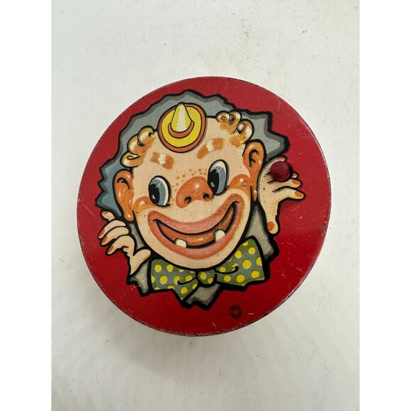 Tin Litho Noise Maker 1950's Clown Toy Mid Century Party Circus T CONN 4" - Picture 1 of 7